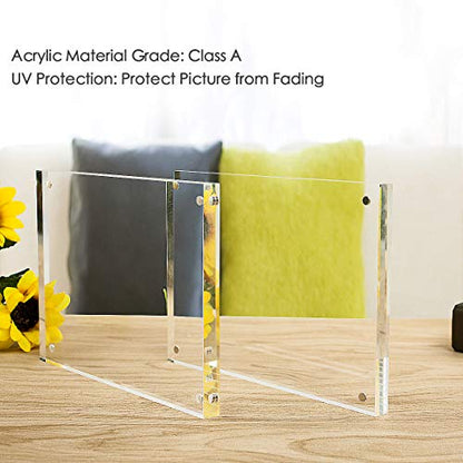 NIUBEE 5x5 Clear Acrylic Picture Frames 3 Pack, 20% Thicker Blocks Self Standing Magnetic Photo Frame, Desktop Card Display - size: 5x5"(3 Packs)