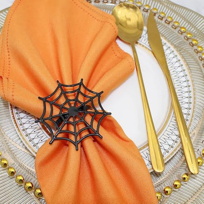 6Pcs Halloween Spider Web Napkin Rings Metal Spooky Napkin Holder Napkin Buckle Serviette Buckle Party Supplies for Halloween Dinning Table Costume