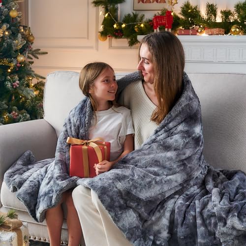 NEWCOSPLAY Faux Fur Sherpa Twin Blanket for Couch, Grey, 60"x80" | Super Soft Cozy Fuzzy Plush Warm Thick Decorative Non-Heated Blanket for Sofa Bed, Gift for Women Men, All Season Use - color: Grey, size: Twin(60"x80")