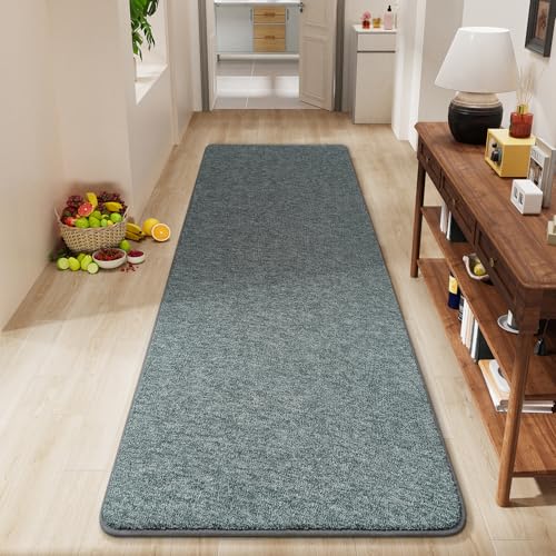 2x6 Hallway Runner Rug，Soft Memory Foam Runner Rugs for Bedroom | Washable Runner Rug for Hallways, Kitchen, Entryway, Living Room, Low Pile Non Slip Fluffy Carpet Home Decor, Grey Green - color: Grey and Green, size: 2' x 6' (Runner)