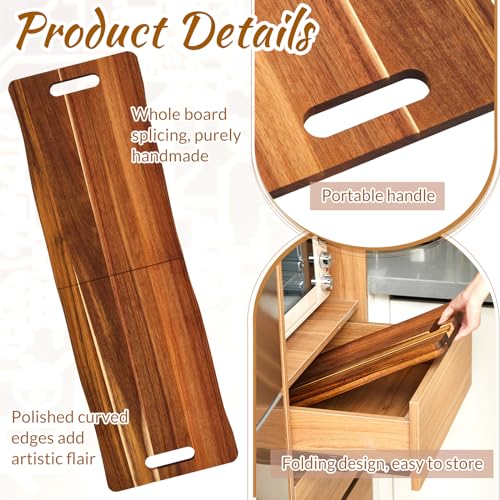FoldTier Large Acacia Charcuterie Board with Handles 36 x 12 Inch Christmas Extra Large Wood Foldable Serving Tray Rectangular Appetizers Cheese Food Meat Board for New Home Party Housewarming Gifts - size: 36" x 12" x 12"