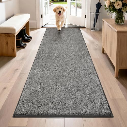 PURRUGS Hallway Runner Rug, 31.5" x 70", Light Grey-Dark Grey | Machine Washable, Non-Slip, Waterproof TPR Backing, Super Absorbent, Low Profile, For Hallway, Kitchen, and Entryway - color: Light Grey-dark Grey, size: 31.5" X 70"