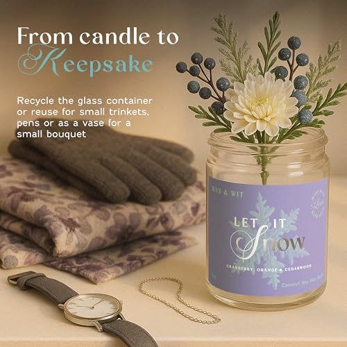 Wax & Wit Christmas Candles Scented – Cranberry, Orange, Cedarwood – Fall Candle, Perfect Holiday, Winter, Xmas, Autumn Gifts – 9oz, Soy Wax, 50 Hour Burn - color: Let it Snow
