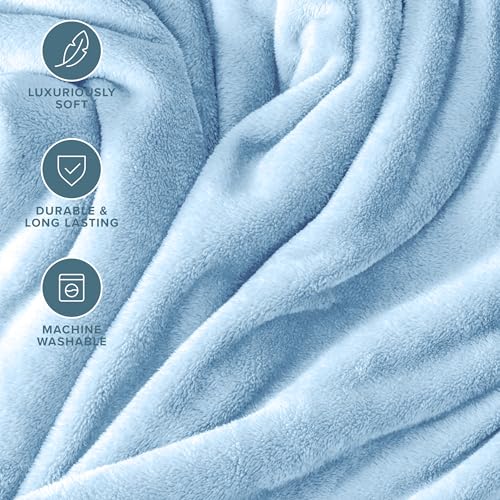 Bare Home Fleece Blanket Luxury Microplush (Full/Queen, Light Blue) | Ultra-Soft Lightweight Blanket for Bed, Sofa, and Couch, Cozy & Warm Blanket - color: 08 - Light Blue, size: Full/Queen