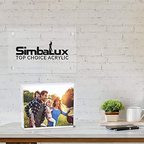 SimbaLux Magnetic Acrylic Picture Photo Frame 8x10 inches UV Protection | 24mm Thick, Clear Glass Like, Double Sided Frameless Desktop Floating Display, Free Standing, 20% Thicker than Most, 1 Pack - size: 8" x 10"