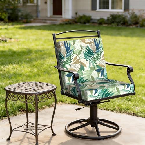 DYTXIII Outdoor Midback Chair Cushions Set of 2-20"x17" Water Repellent & Fade-Resistant Patio Seat Cushions with High-Resiliency Foam, Non-Slip Ties for Dining, Balcony Furniture-Lush Leaf Green - color: Lush Leaf Green
