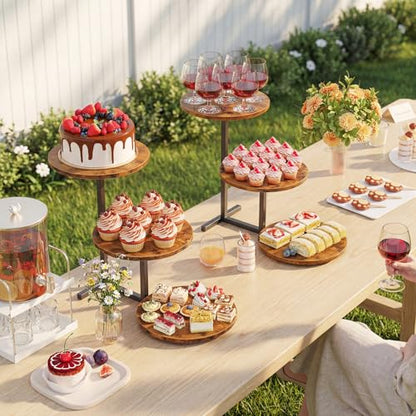 Emfogo 3 Tier Cupcake Stand for 50 Cupcakes, Wooden Cup Cake Tiered Tray Stands, Wood Desert Tier Stands for Dessert Table Display Set for Party Afternoon Tea Baby Shower Wedding Birthday (2 Pack) - color: 2pack 9.8" diameter