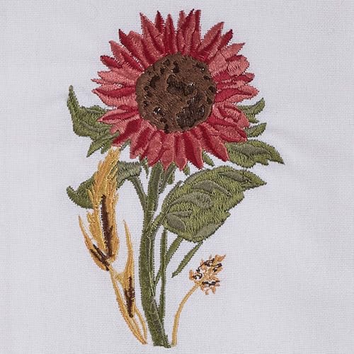 Park Designs Red Sunflower Dishtowel Set of 2, Embroidered | 18" x 28" | Cotton | Embroidered Sunflower Design | Fall Kitchen Decor - color: Sunflower Embroidered Dishtowel Set of 2