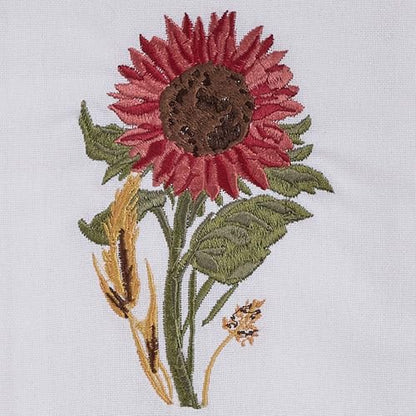 Park Designs Red Sunflower Dishtowel Set of 2, Embroidered | 18" x 28" | Cotton | Embroidered Sunflower Design | Fall Kitchen Decor - color: Sunflower Embroidered Dishtowel Set of 2