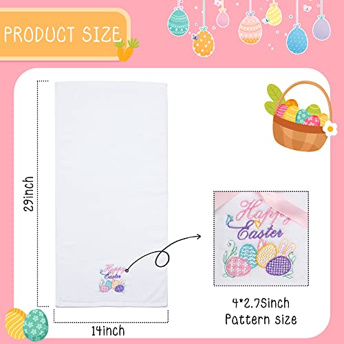 Easter Hand Towels 100% Cotton Embroidered Happy Easter Bunny Decorative Bathroom Kitchen Dish Towels Set Gift Set of 2 14x29inch - color: Easter.egg