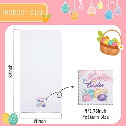 Easter Hand Towels 100% Cotton Embroidered Happy Easter Bunny Decorative Bathroom Kitchen Dish Towels Set Gift Set of 2 14x29inch - color: Easter.egg