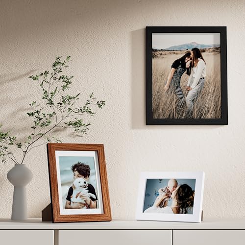 Vittanly 10 Pack Gallery Wall Frame Set, Black, Walnut Brown, White | Gallery Wall Frame Set: 2pcs 8x10, 4pcs 5x7 & 4pcs 4x6 Photos for Wall & Table, Picture Frames made of Engineered Wood - color: Black & Walnut Brown & White