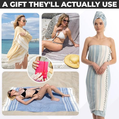DEMMEX Organic Diamond Turkish Bath & Beach Towel | 100% Oeko-TEX Certified Cotton, Ultra-Soft, Quick-Dry, Lightweight, Compact & Oversized Luxury Peshtemal Towel, Prewashed, 71"x36", Teal - color: Blue and White