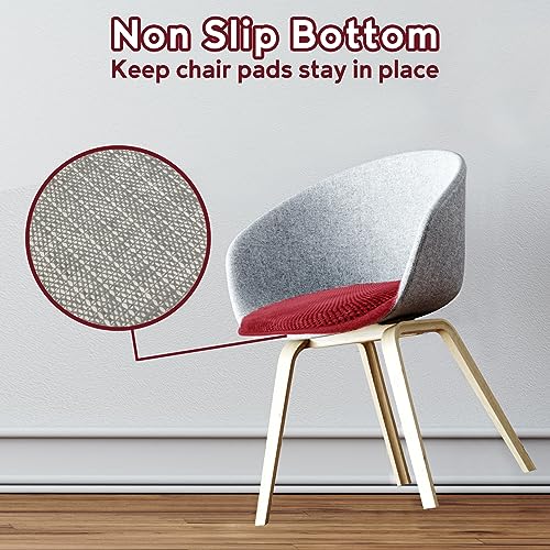Kitchen Chair Cushions for Dining Chairs Red Non-Slip Seat Pads | 17x15 U Shaped Outdoor Patio Chair Cushions Washable Soft Thick Memory Foam Large Office Metal Wooden Chair Pads - color: Burgundy Red