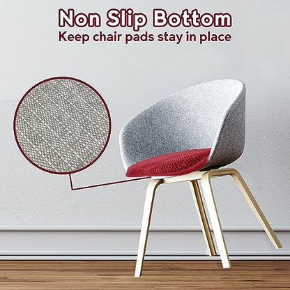 Kitchen Chair Cushions for Dining Chairs Red Non-Slip Seat Pads | 17x15 U Shaped Outdoor Patio Chair Cushions Washable Soft Thick Memory Foam Large Office Metal Wooden Chair Pads - color: Burgundy Red