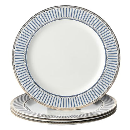 CwlwGO-10 Inch Bone China Salad Plates Sets of 4 Modern Elegant Round Dishes Dessert Plate Set Dinnerware Dish Serving Plates for Kitchen, Not Suitable for Microwave. - size: 10