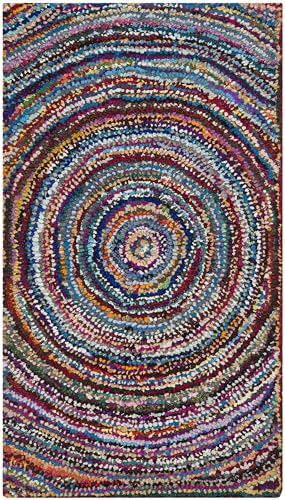 SAFAVIEH Nantucket Collection Accent Rug - 2' x 3', Multi, Handmade Boho Abstract Circle Cotton, Ideal for High Traffic Areas in Entryway, Living Room, Bedroom (NAN315A) - size: 2' x 3' (Rectangular)