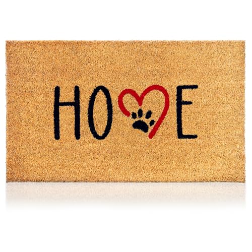 Coir Welcome Mat, Non-Slip, Dog Footprints, 17 x 29 in | 100% Natural Coir, Anti-Shedding, Durable PVC Backing, Traps Dirt and Mud, Indoor and Outdoor Entryway, Easy to Clean - color: Dog Footprints, size: 17x29