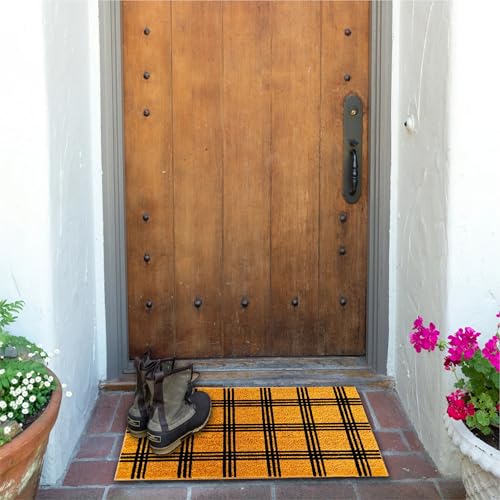 KAF Home - 17" x 30" Coir Doormat - Triple Stripe Grid