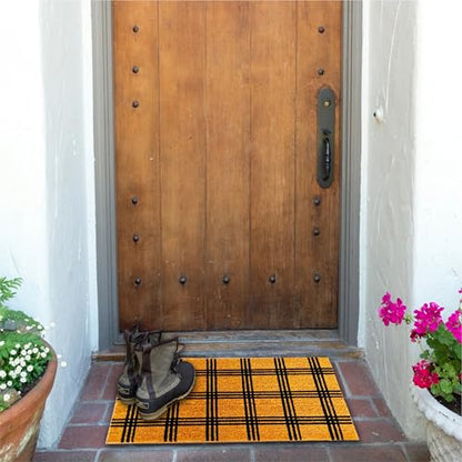 KAF Home - 17" x 30" Coir Doormat - Triple Stripe Grid