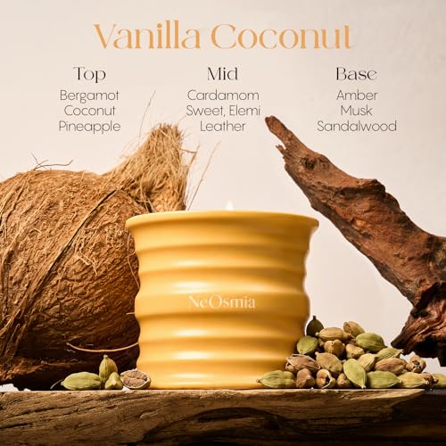 Vanilla Coconut Candle for Home Scented, Natural Soy Large Jar Candle, Long Lasting Soy Wax Candles, Aromatherapy Jar Candles for Relaxation, Home Decor & Gifts, 15.94 oz