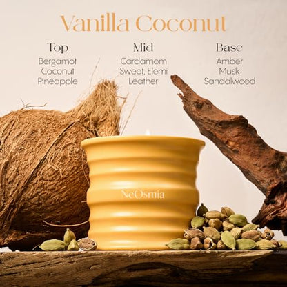 Vanilla Coconut Candle for Home Scented, Natural Soy Large Jar Candle, Long Lasting Soy Wax Candles, Aromatherapy Jar Candles for Relaxation, Home Decor & Gifts, 15.94 oz