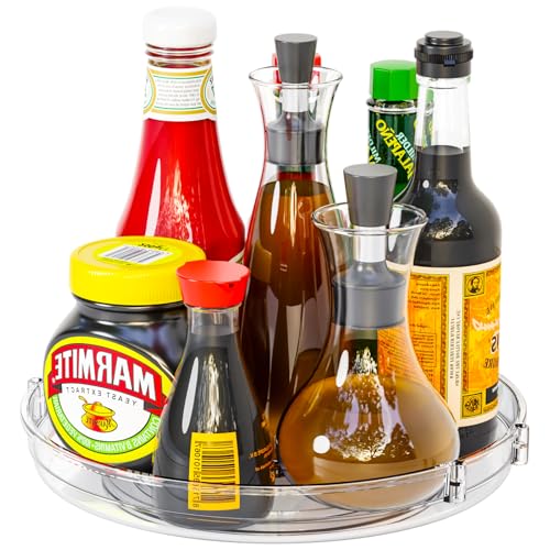 9.5" W Acrylic Clear Lazy Susan Turntable for Cabinet,Kitchen Countertop,Refrigerator and Pantry Organization Storage,1 Tier Small Spinning Organizer for Vitamin,Medicine,Spice Rack & Organization - size: 9.5"W-1Tier-1 Pack