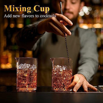 Inbagi 4 Pcs Cocktail Mixing Glass 23.67 oz Cocktail Shakers Stirring Glass Thick Bottom Crystal Glasses Stable Mixing Cups for Drinks Bartender Home Bar Accessories Tools
