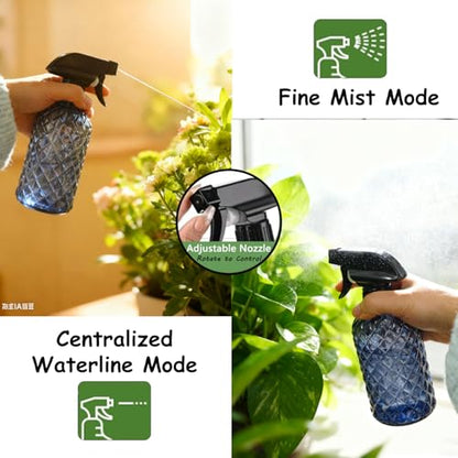 YYTSGG Glass Plant Mister Bottle, 13.5oz, Grayish Blue | Refillable Water Spray Bottle with Adjustable Mist Nozzle for Indoor Flowers, Outdoor Gardening, Cleaning, Hair and Pets Care - color: Grayish Blue