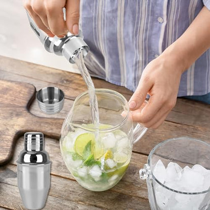 10 Pcs Bar Cocktail Shaker Professional Stainless Steel Martini Mixer Built-in Strainer for Home Bar Party Drink Mixing Tool (8 oz) - size: 8 oz