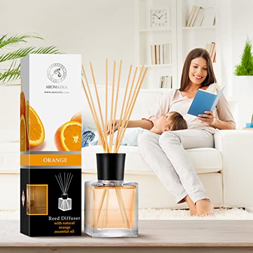 Orange Diffuser 6.8 Fl Oz - Fresh Room - Long Lasting Fragrance - Scented Reed Diffuser - Diffuser Gift Set - Best for Aromatherapy - Home