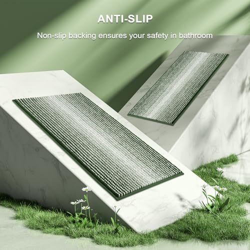 Bathroom Rugs and Mats Sets, 2 Piece Thick Absorbent Chenille Bath Mat Rug Set Non Slip, Soft Shaggy Bath Room Floor Mats for Bathroom, Machine Washable (Hunter Green, 20" x 32" Plus 16" x 24") | 20"x32" Plus 16"x24", Soft Absorbent Chenille, Quick Dry Ma