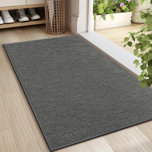 Door Mat 24"x36", Non Slip Door Mat Indoor Entrance, Rubber Backing Front Indoor Door mats Washable Absorbent Doormat Low-Profile Entryway Entry Resist Dirt Inside Door Mats, Grey - color: Grey, size: 2' X 3' (Rectangular)