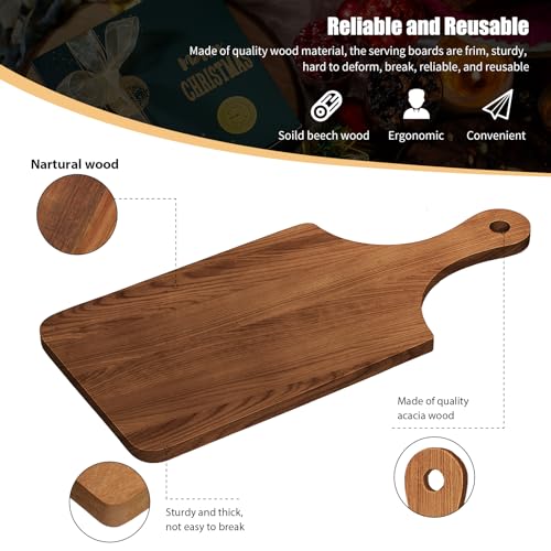 Zubebe 12 Pcs 11 x 5 Inch Acacia Wood Cutting Board with Handle | Charcuterie Board for Laser Engraving, Serving Chopping Board with Handle for Wedding Housewarming Mom Christmas Gift - size: 11"L x 5"W
