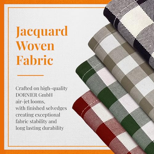 Premium Gingham Check Cloth Placemats by Carlo Lamperti Italy (Set of 4) 100% Cotton Green Plaid Place Mats, 20x14 Jacquard Woven Cloth Stain Release Fabric for Dining Table, Machine Wash - color: Oregano