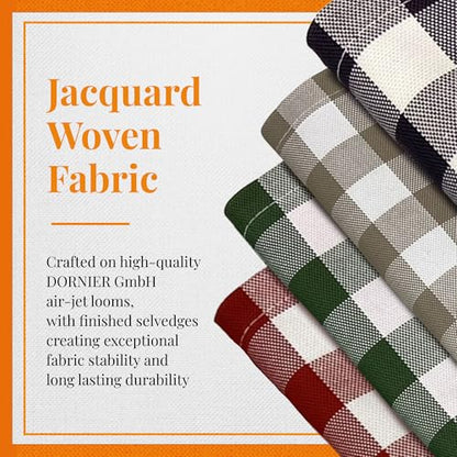 Premium Gingham Check Cloth Placemats by Carlo Lamperti Italy (Set of 4) 100% Cotton Carbon Grey Plaid Place Mats, 20x14 Jacquard Woven Cloth Stain Release Fabric for Dining Table, Machine Wash - color: Carbon