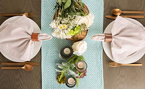 DII Woven Basics Collection 100% Cotton Knit Table Runner, 15x72, Aqua - color: Aqua, size: 15x72"