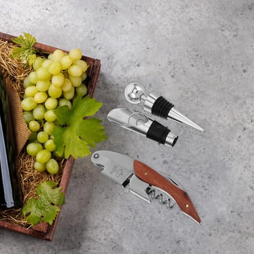 OUNONA 1set Stainless Steel Wine Opener Kit Unique Wine Accessories Set Corkscrew Pourer and Stopper for for Special Occasions
