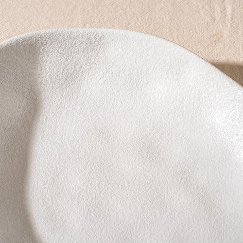 Handcrafted Ceramic Plates Set of 2, Pasta Bowls | 10'' Serving Bowls for Entertaining, Serving Dishes | Porcelain White Shallow Bowls for Salad, Soup, Pasta and Dinner Microwave/Oven/Dishwasher Safe - color: White Speckled