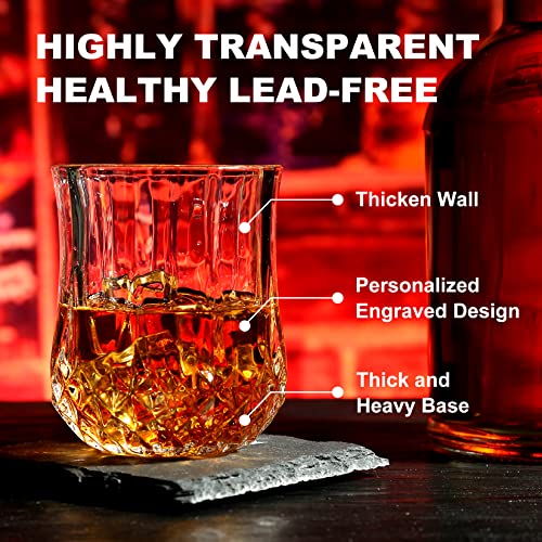 Whiskey Stones Glass Gifts Set - Bourbon Scotch Whiskey Glasses Set of 2 | 8 Granite Chilling Rocks in Premium Wood Box, Best Dsrinking Gift for Men Dad Husband Fathers Day Birthday Holiday Christmas - style: Pineapple Glasses+Granite Stones
