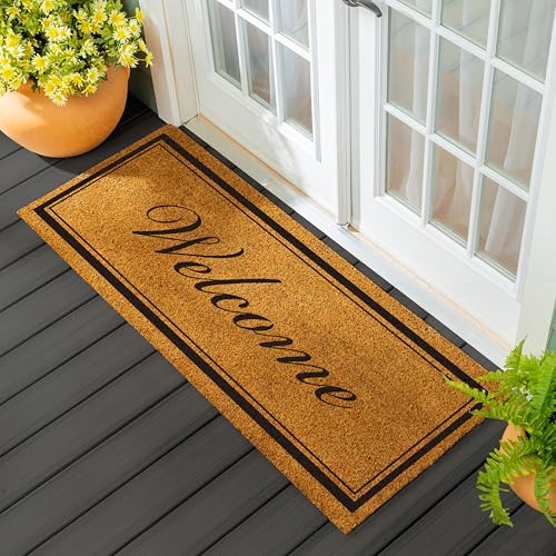Evergreen Extra Large Coir Doormat, 2'x5' Large Front Door Mat for Double Doors, Outdoor Indoor Entrance Rug, Non-Slip Welcome Mat for Porch Patio, Housewarming Gift - color: Welcome, size: 2' x 5' (Rectangular)