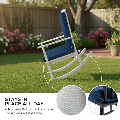 Outdoor Chair Cushions 20x20 Inch, Set of 2, Navy Blue | Water Resistant, Fade Resistant, Patio Furniture Lawn Dining Seat Replacement with High Back, Removable Cover with Zipper - color: Navy Blue, size: 20" x 20" 2 Pack