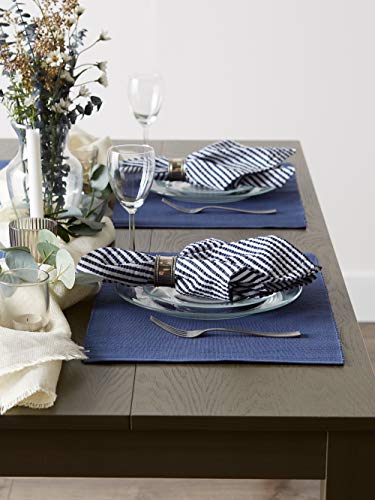 DII Basic Everyday Ribbed Tabletop 100% Cotton, Placemat Set, 13x19, French Blue, 6 Piece - color: French Blue, size: 13x19"