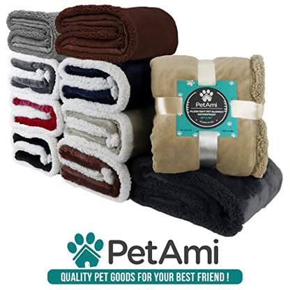 PetAmi Dog Blanket Small Medium Pet Cat Puppy Kitten, 40x29 Mini, Dark Red | 460 GSM, Soft Sherpa Fleece Throw, Reversible Plush Couch Cover Protector Crate Carrier Sofa Bed Car Seat, Machine Washable - color: Wine, size: Medium - 29 X 40 Inches