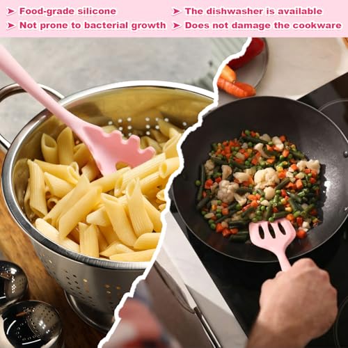 29 Pcs Pink Kitchen Utensils Set, Kitchen Decor Accessories with Silicone Cooking Utensils, Oven Mitts, Dish Towels, Cutting Boards and Apron for Cooking Baking