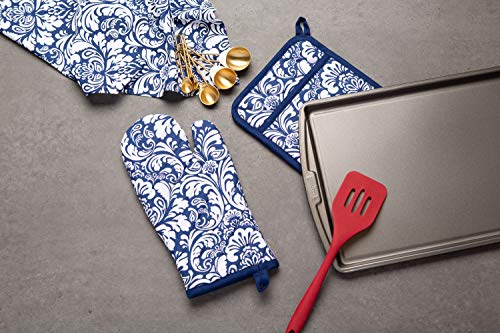 DII Cotton Dish Towel Set Damask Print, 18x28, Nautical Blue, 2 Count - color: Nautical Blue, size: Dishtowel, 18x28"