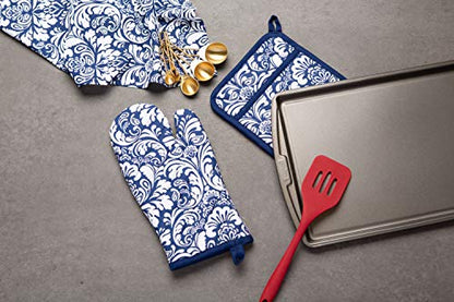 DII Cotton Dish Towel Set Damask Print, 18x28, Nautical Blue, 2 Count - color: Nautical Blue, size: Dishtowel, 18x28"
