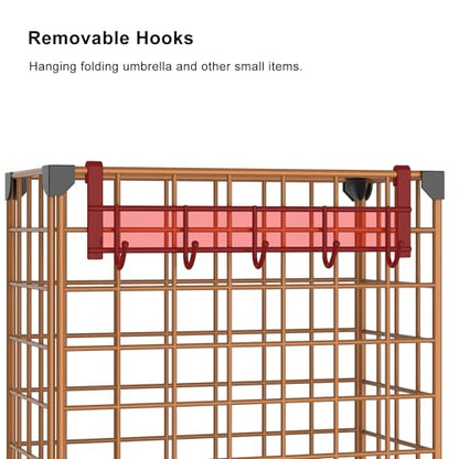 AWTATOS Umbrella Holder Entryway, Umbrella Stand Freestanding, Brown | Metal Square Umbrella Rack Organizer with a Removable Drip Tray, Hooks - color: Brown