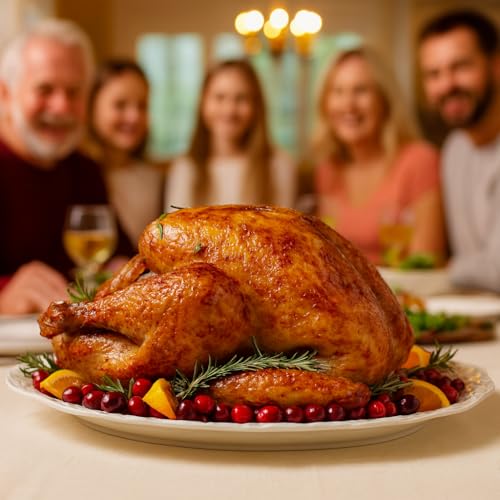 HIC Kitchen Turkey Embossed Serving Platter, Fine Porcelain, Oversized