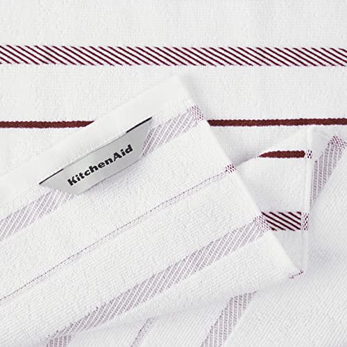 KitchenAid Albany Kitchen Towel 4-Pack Set, Smoked Paprika Red/White, 16"x26" - color: Smoked Paprika, size: 16"x26"